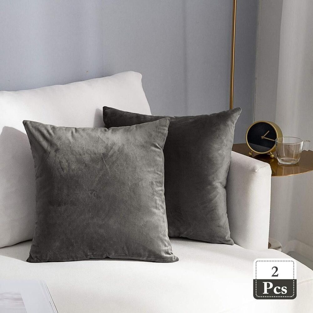 Velvet Cushion Cover 2 Pack Square Throw Waist Pillow Case Sofa Pillowcase Decor